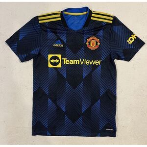 Manchester United 2021 2022 Third Adidas Jersey Kit‎ Shirt Small Blue Yellow